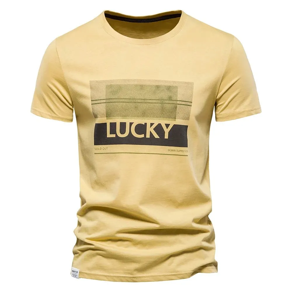 T-shirt à manches courtes et col Rond pour homme AIOPESON - Lucky