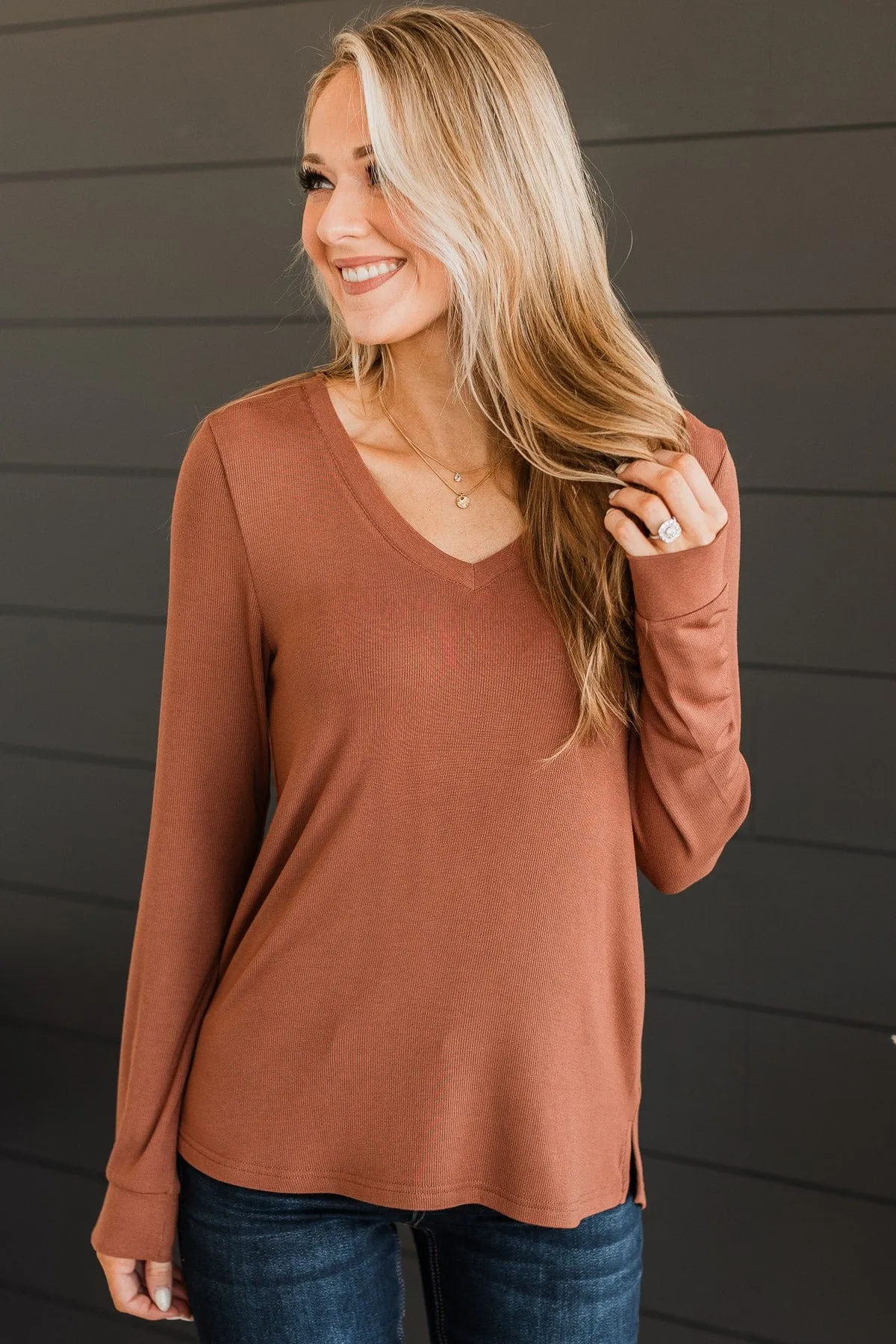 Thread & Supply Best Moments Knit Top- Cognac