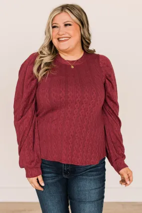 Under The Mistletoe Knit Top- Burgundy