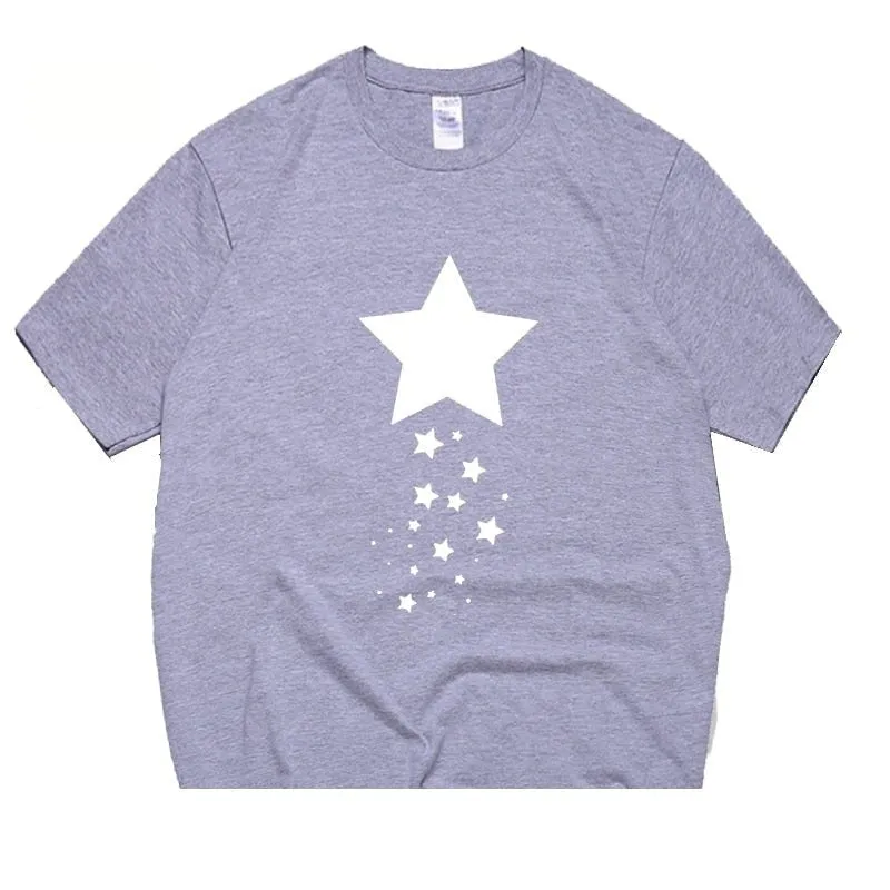 Unisex Summer Casual Cotton Star Printed Short Sleeve Artful T-shirts