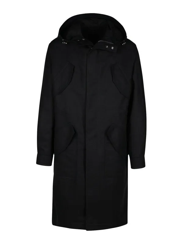 Versace Black Cotton Trench Coat