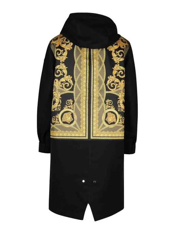 Versace Black Cotton Trench Coat