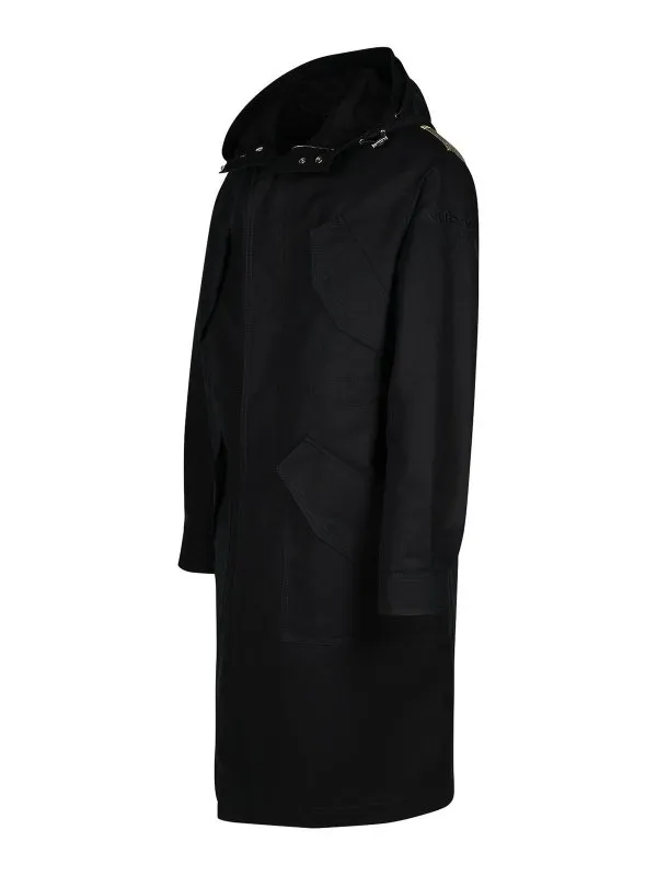 Versace Black Cotton Trench Coat