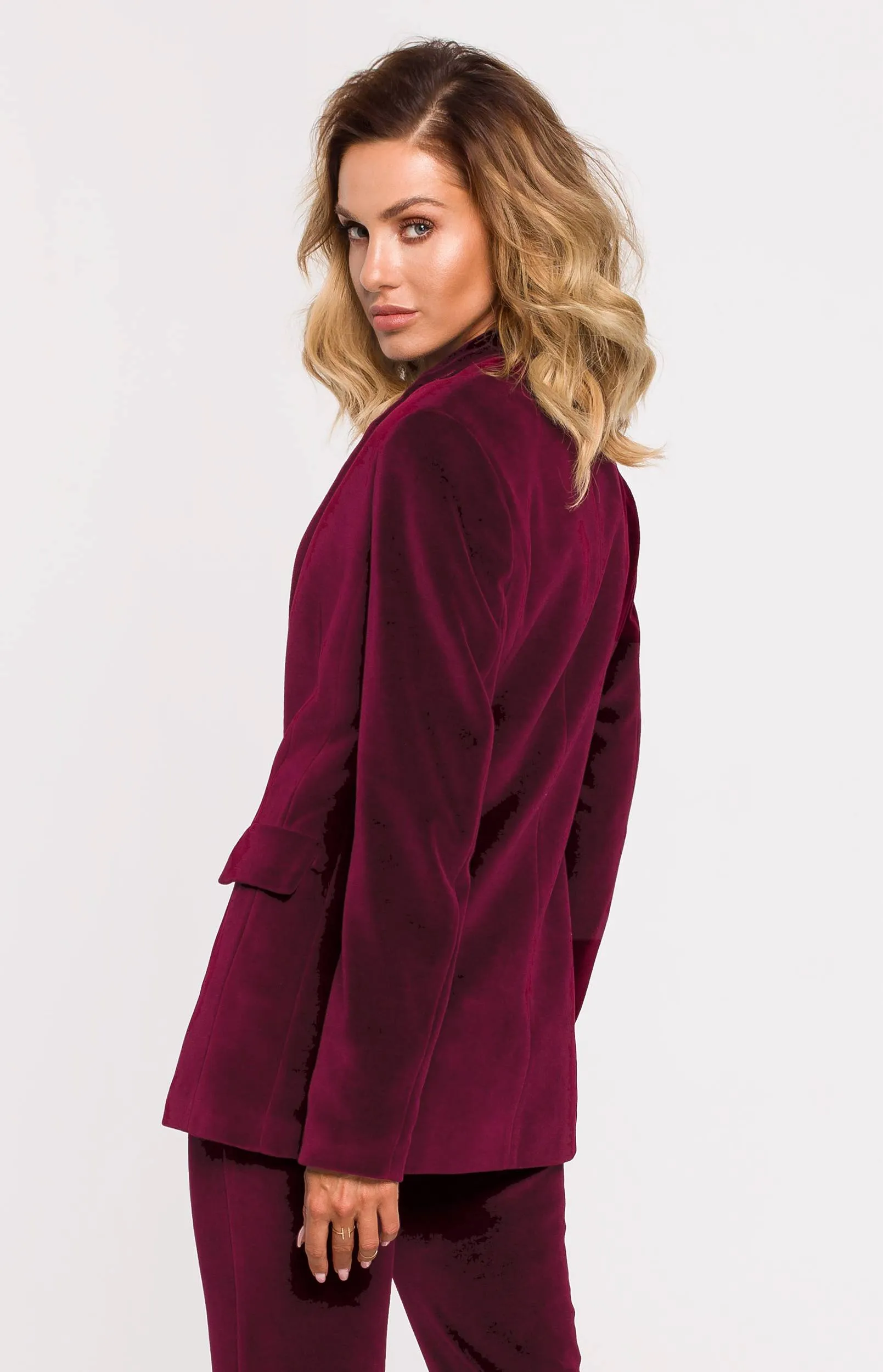 Veste blazer velours bordeaux