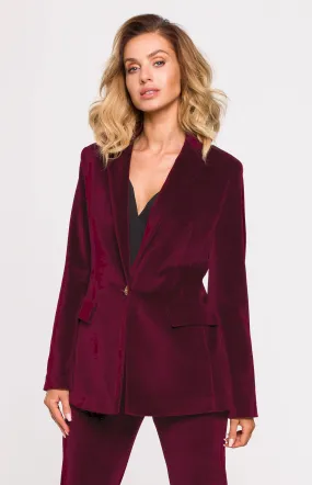 Veste blazer velours bordeaux