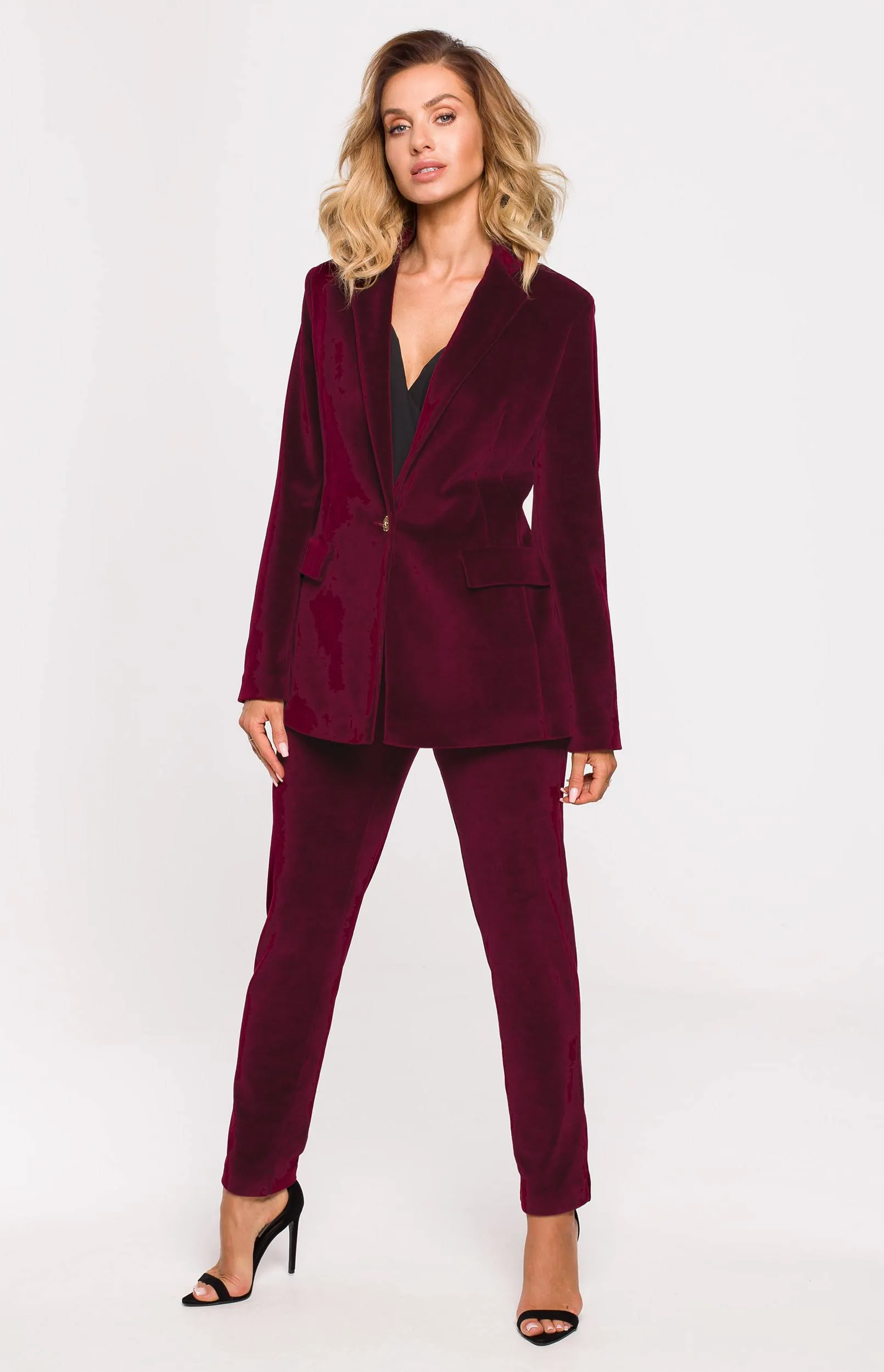 Veste blazer velours bordeaux