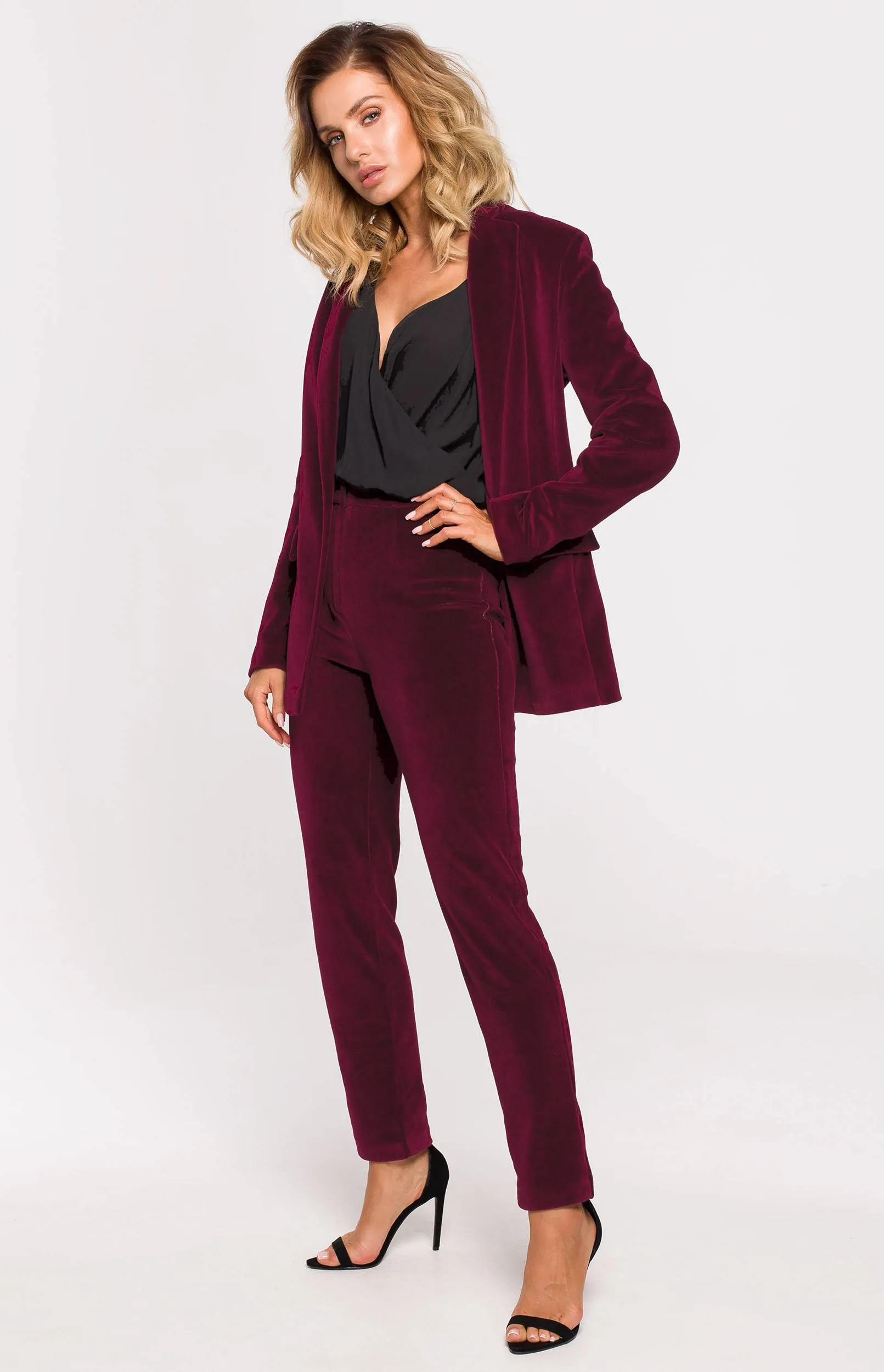 Veste blazer velours bordeaux