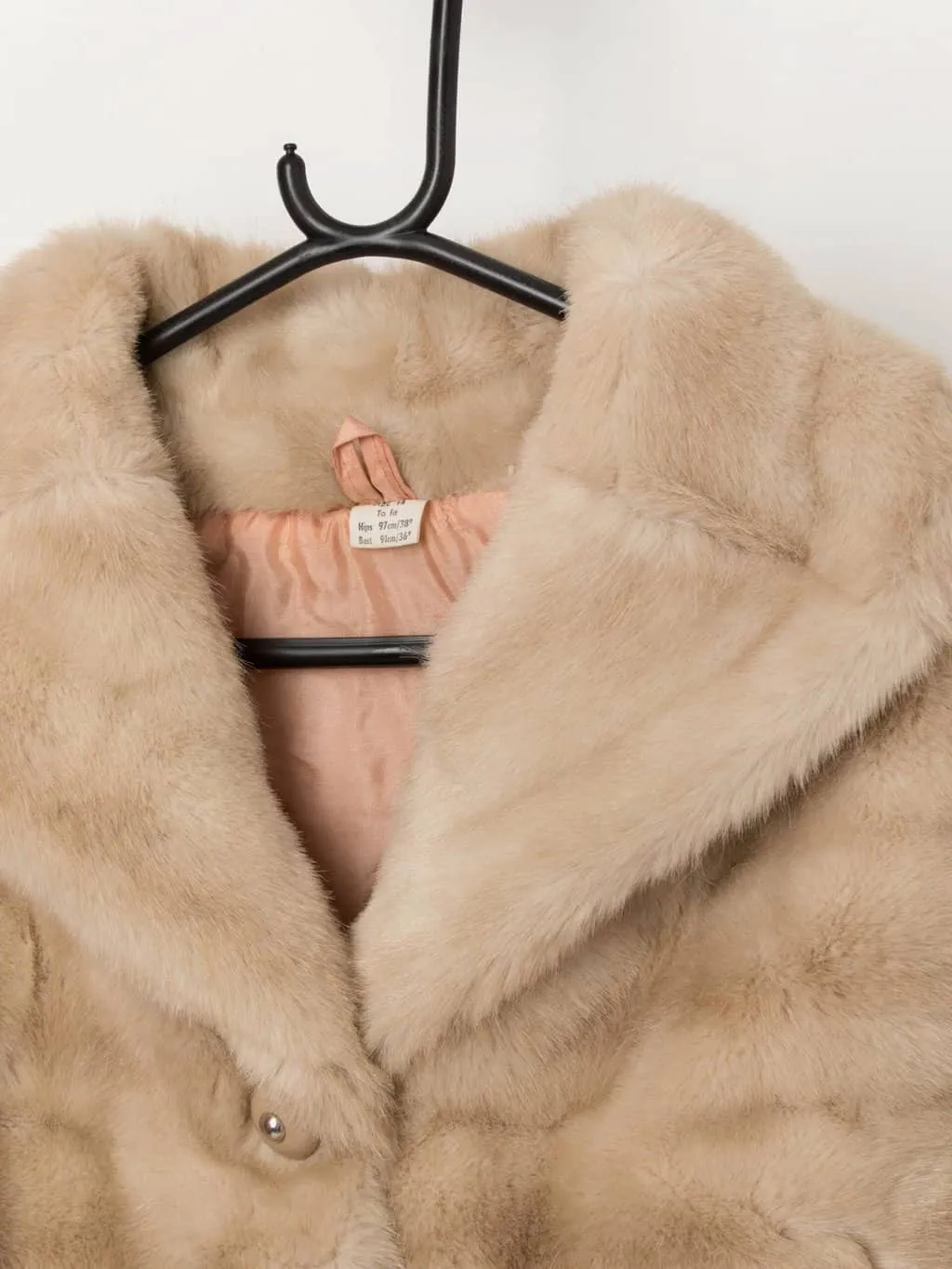 Vintage cream half sleeve cropped faux fur jacket – Small