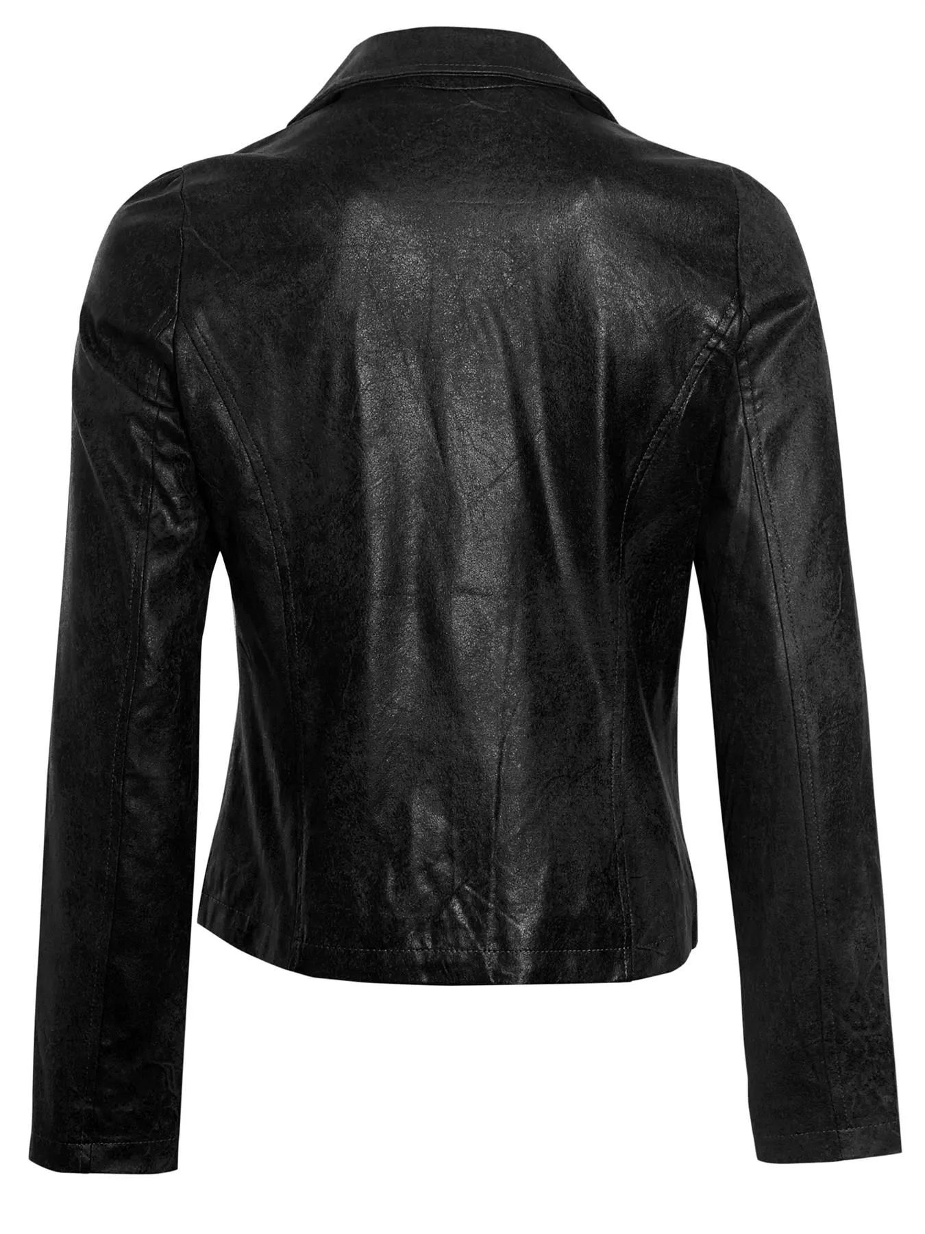 Vintage Effect Biker Jacket with shine, Black, Brown, UK Sizes 8 to 14