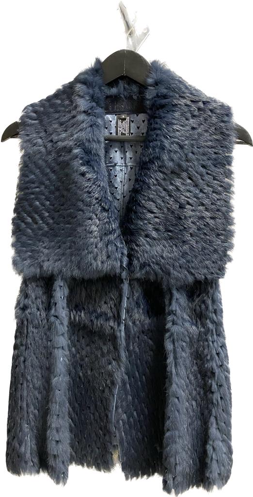 WINTERP - Cuadra blue casual fashion perforated rabbit fur vest for women