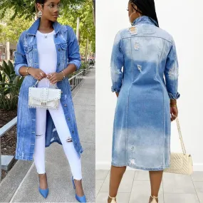 Women's Fashion Solid Color Patchwork Single Breasted Coat Denim Jacket