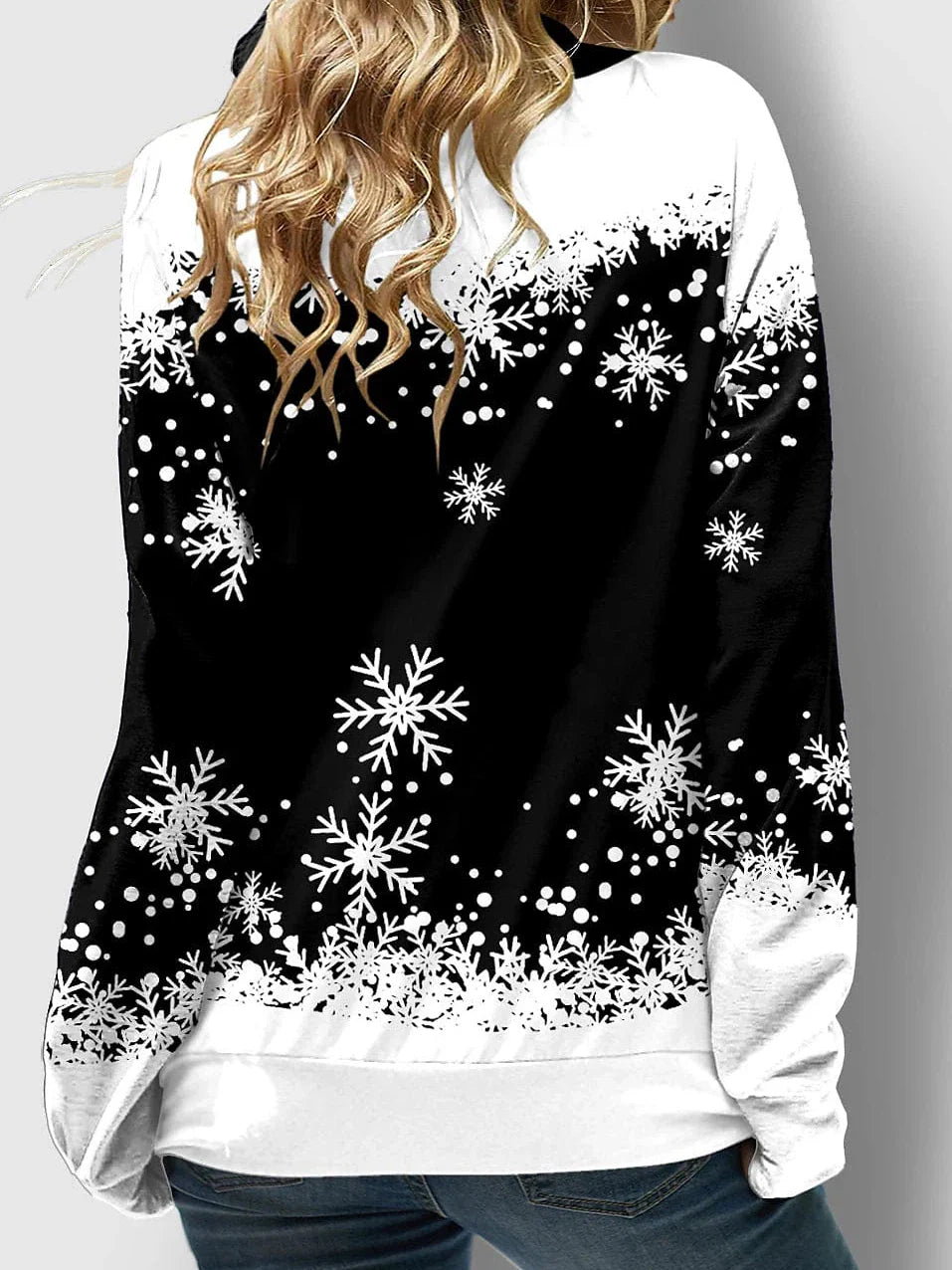 Women's Christmas Snowflake Print Pullover Sweatshirt