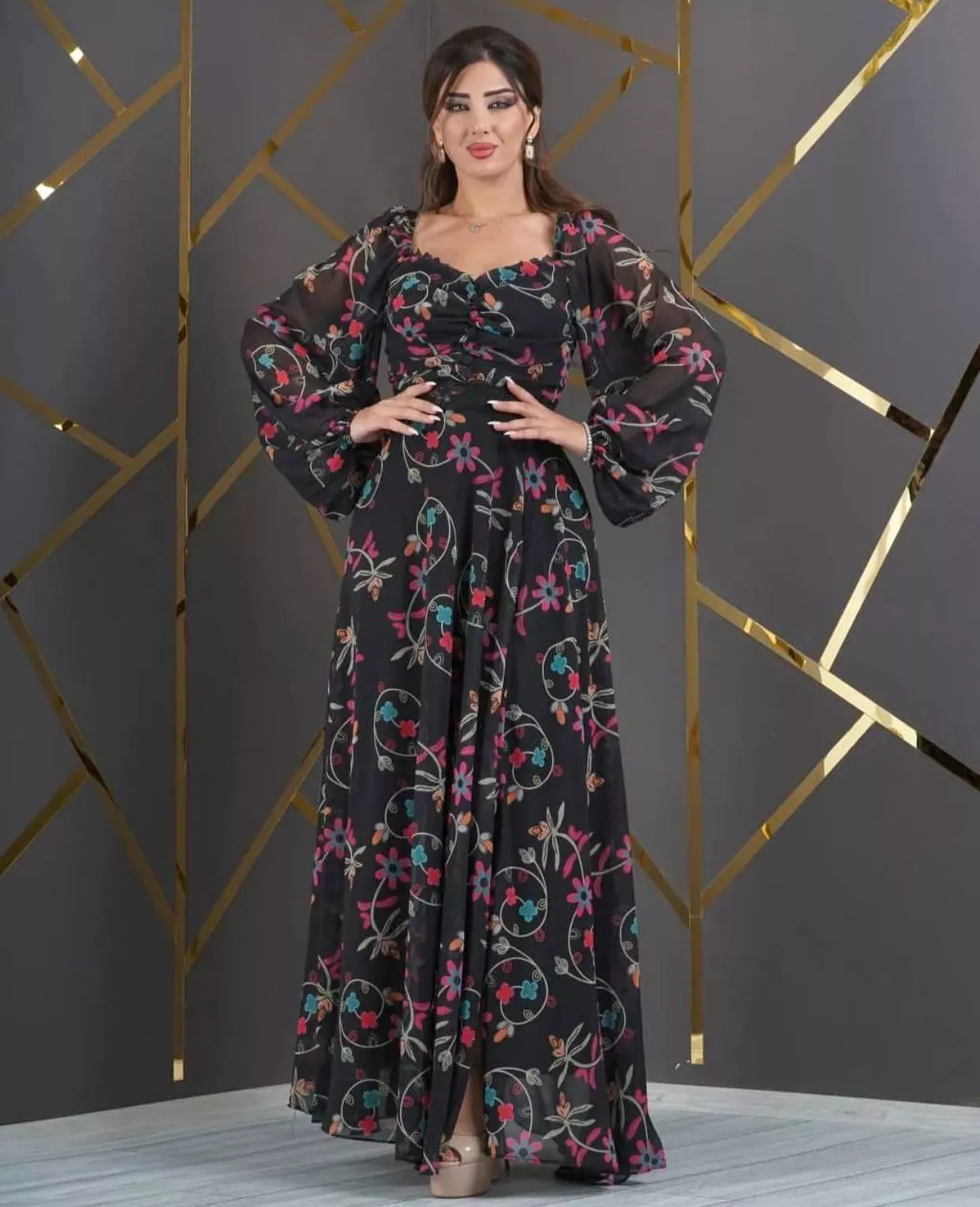 Women's Fashion  Floral Print Long Dress 2XL S5063449