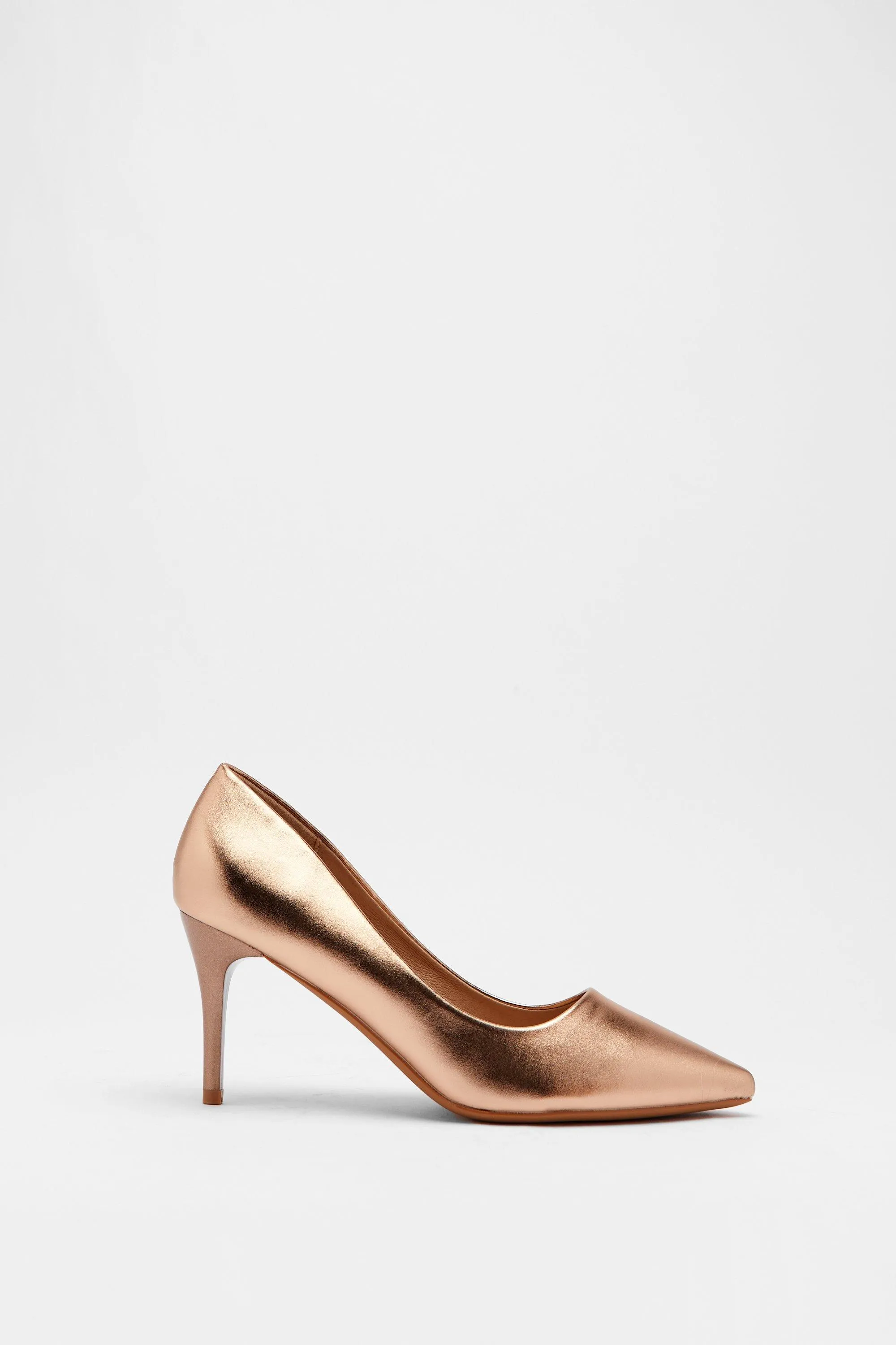 Womens Faux Leather Court Heels - champagne