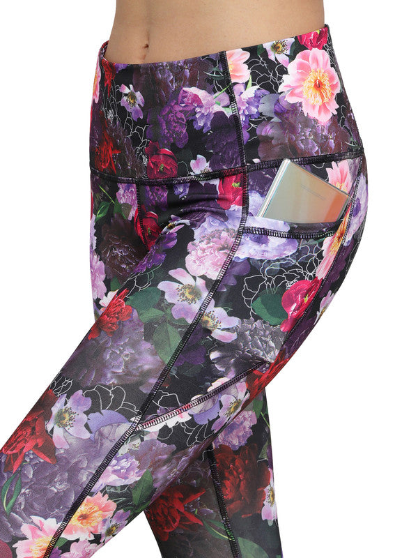 Women's Floral Print Leggings with Inner Pocket/Side Pocket