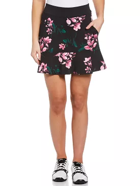 Womens Large Scale Floral Print Skort