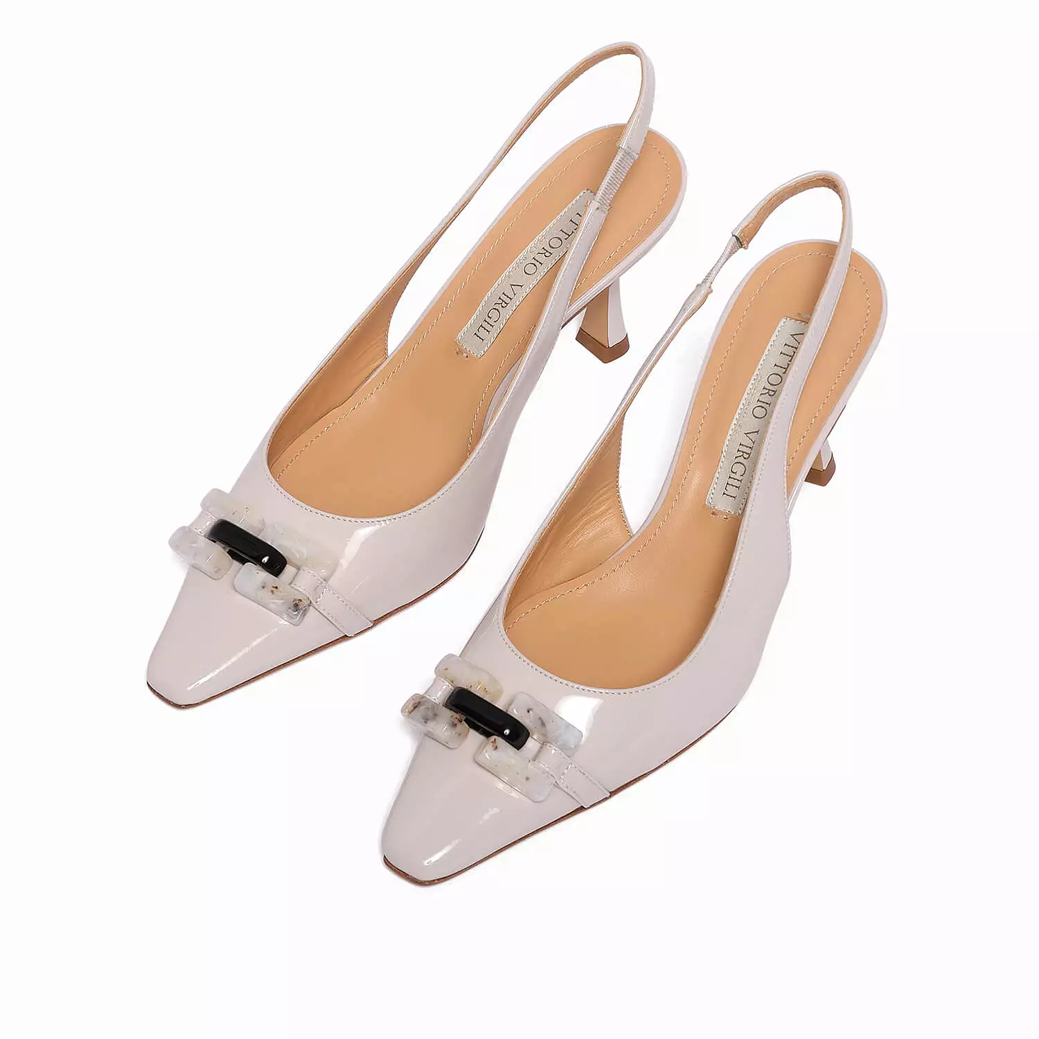 Women's patent leather sling back décolleté