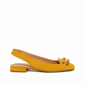 Yellow women's suede sling back ballet flat