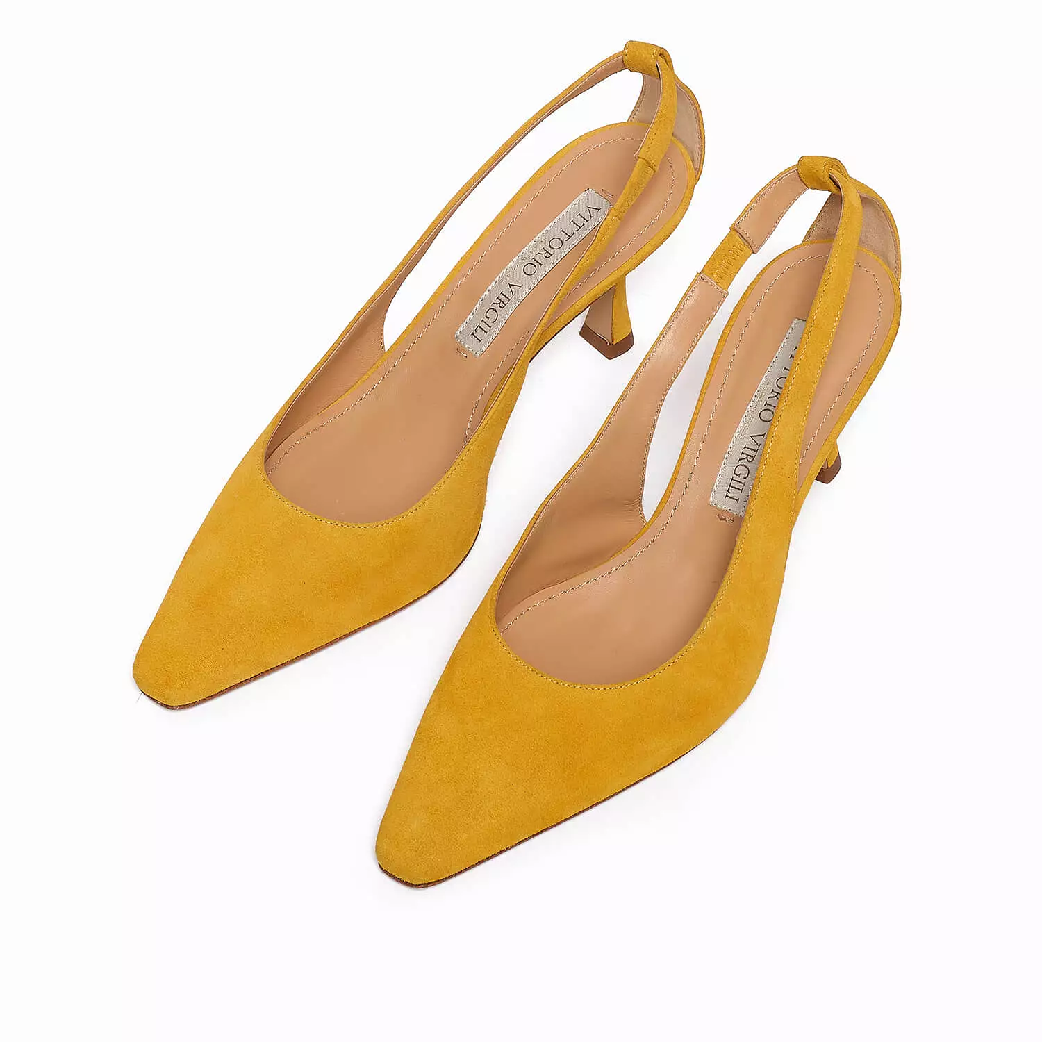 Yellow women's suede sling back décolleté