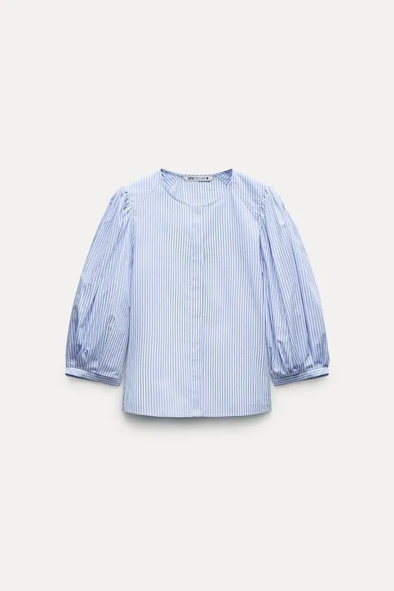 ZARA  |Stripes Casual Style Cropped Cotton Office Style